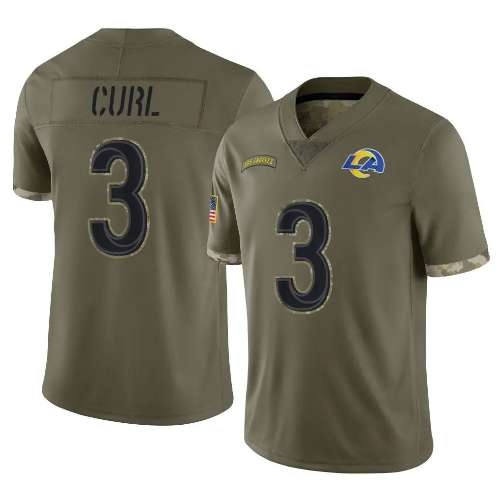 Blackjersey LA.Rams #3 Kam Curl Player Olive Salute To Service Limited Stitched Jerseys