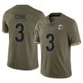 Blackjersey LA.Rams #3 Kam Curl Player Olive Salute To Service Limited Stitched Jerseys