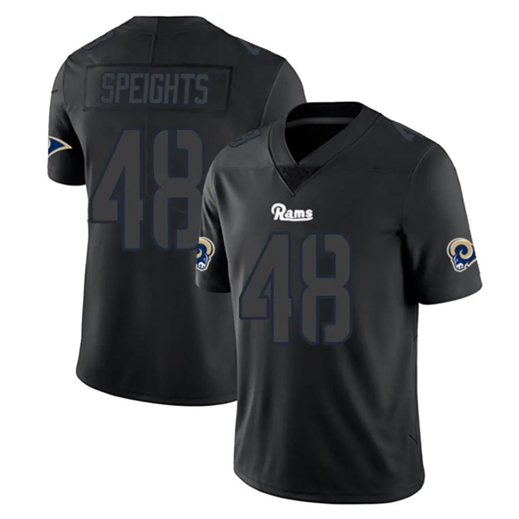 Blackjersey LA.Rams #48 Omar Speights Player Black Impact Limited Home Game Stitched Jerseys