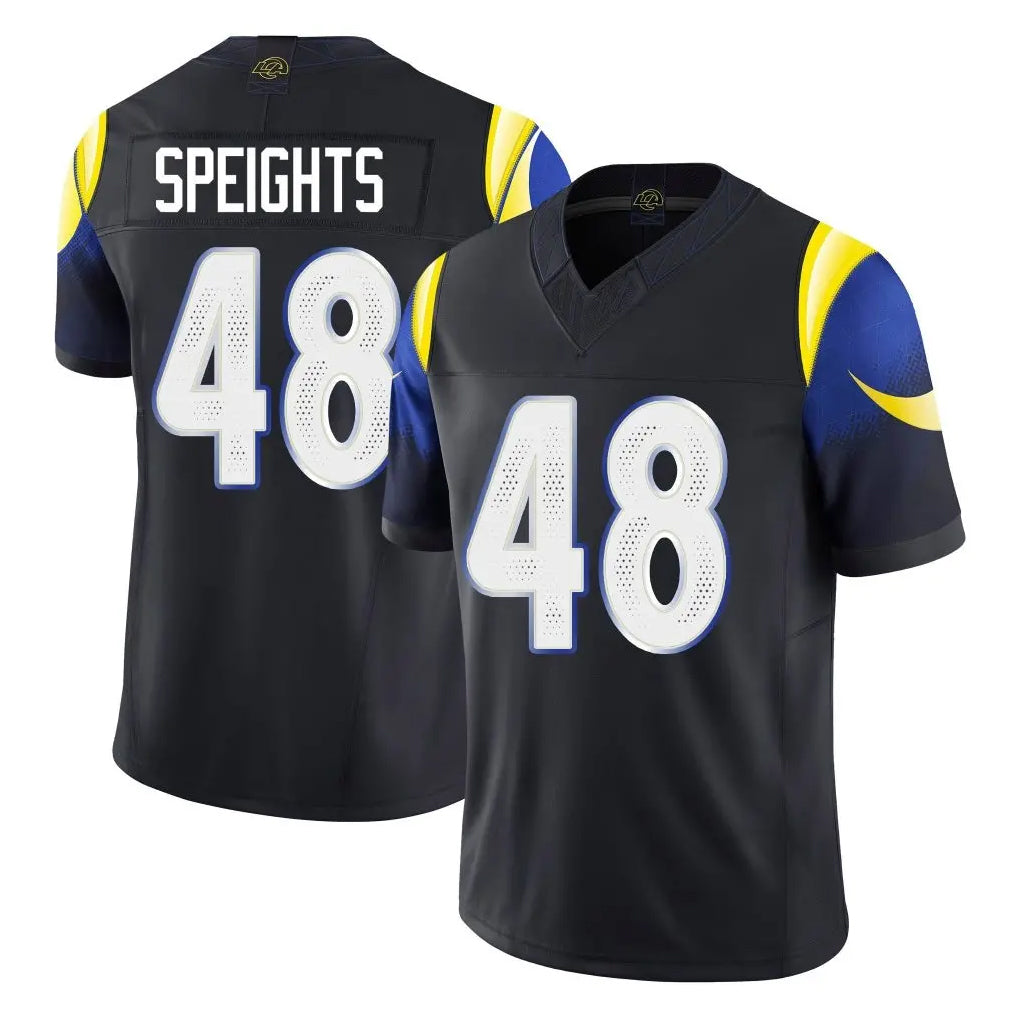 Blackjersey LA.Rams #48 Omar Speights Player Black Midnight Rivalries Collection Limited Home Game Stitched Jerseys