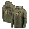 Blackjersey LA.Rams #48 Omar Speights Player Olive Salute to Service Pullover Hoodies Home Game Stitched Jerseys