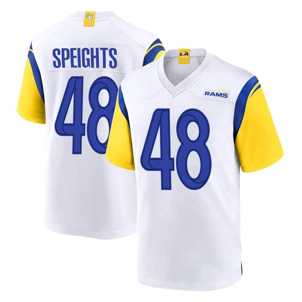 Blackjersey LA.Rams #48 Omar Speights Player White Home Game Stitched Jerseys
