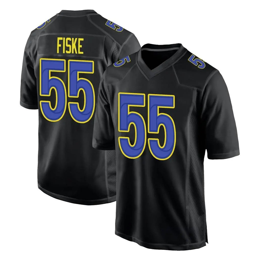 Blackjersey LA.Rams #55 Braden Fiske Player Black Fashion Limited Home Game Stitched Jerseys