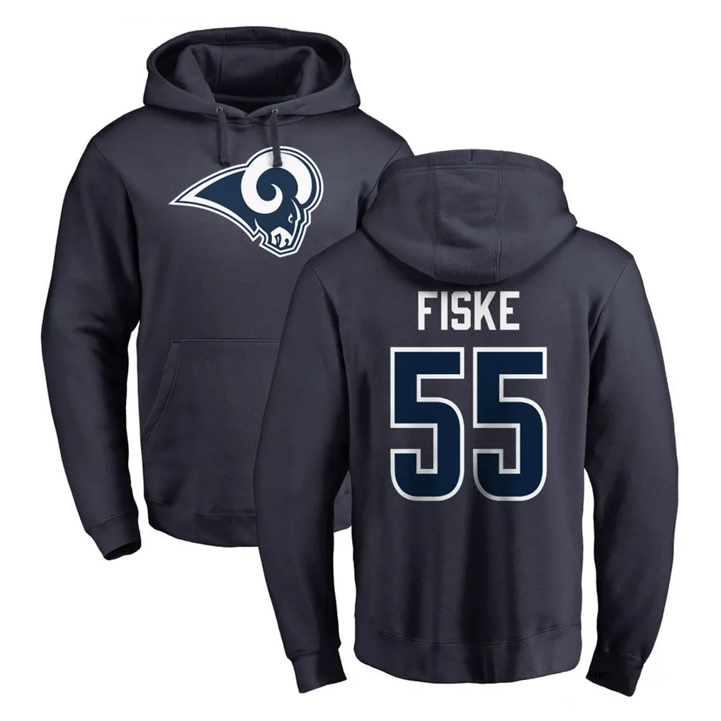 Blackjersey LA.Rams #55 Braden Fiske Player Navy Pullover Hoodie Limited Game Stitched Jerseys