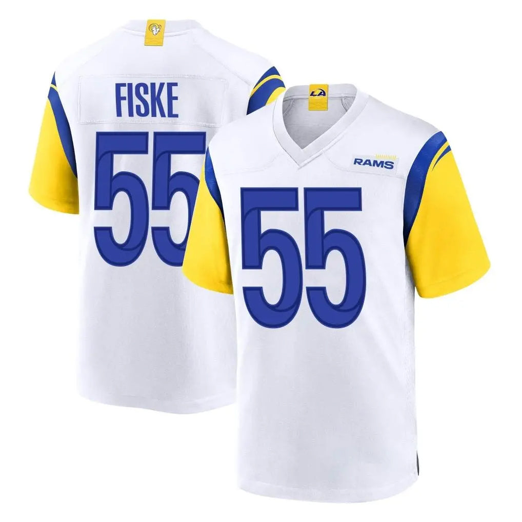 Blackjersey LA.Rams #55 Braden Fiske Player White Home Game Stitched Jerseys