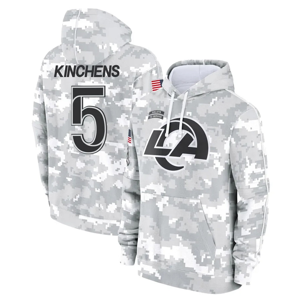 Blackjersey LA.Rams #5 Kamren Kinchens Player Arctic Camo Salute to Service Hoodies Limited Game Stitched Jerseys