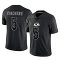 Blackjersey LA.Rams #5 Kamren Kinchens Player Black Limited Reflective Home Game Stitched Jerseys