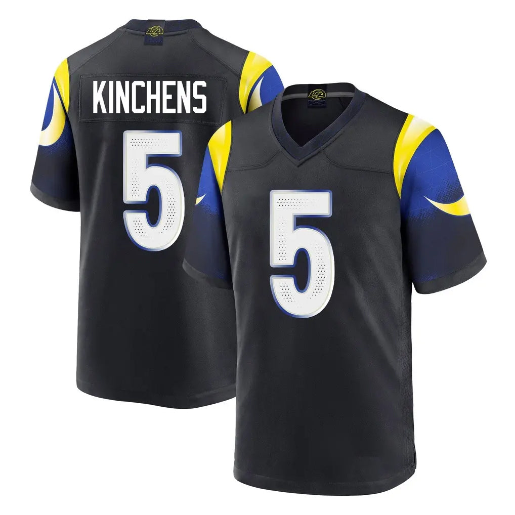 Blackjersey LA.Rams #5 Kamren Kinchens Player Black Midnight Rivalries Collection Home Game Stitched Jerseys