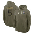 Blackjersey LA.Rams #5 Kamren Kinchens Player Olive Salute to Service Pullover Hoodies Limited Stitched Jerseys