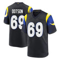 Blackjersey LA.Rams #69 Kevin Dotson Player Black Midnight Rivalries Collection Home Game Stitched Jerseys