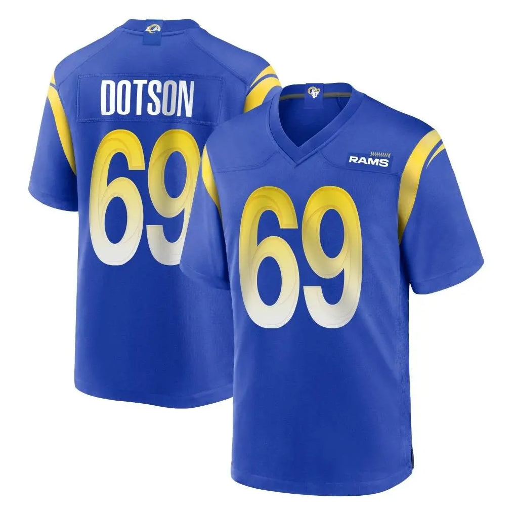 Blackjersey LA.Rams #69 Kevin Dotson Player Royal Home Game Stitched Jerseys