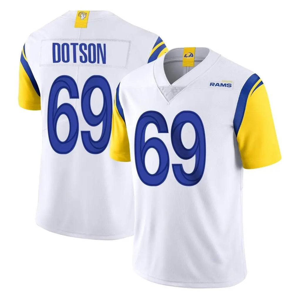 Blackjersey LA.Rams #69 Kevin Dotson Player White Limited Vapor Untouchable Home Game Stitched Jerseys