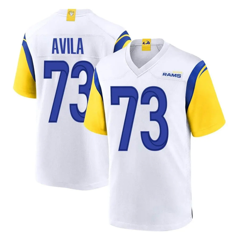 Blackjersey LA.Rams #73 Steve Avila Player White Home Game Stitched Jerseys