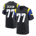 Blackjersey LA.Rams #77 Alaric Jackson Player Black Midnight Rivalries Collection Home Game Stitched Jerseys