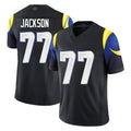 Blackjersey LA.Rams #77 Alaric Jackson Player Black Midnight Rivalries Collection Limited Home Game Stitched Jerseys