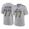 Blackjersey LA.Rams #77 Alaric Jackson Player Gray Atmosphere Fashion Home Game Stitched Jerseys