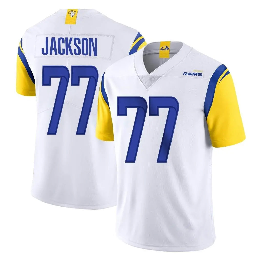 Blackjersey LA.Rams #77 Alaric Jackson Player White Limited Vapor Untouchable Home Game Stitched Jerseys