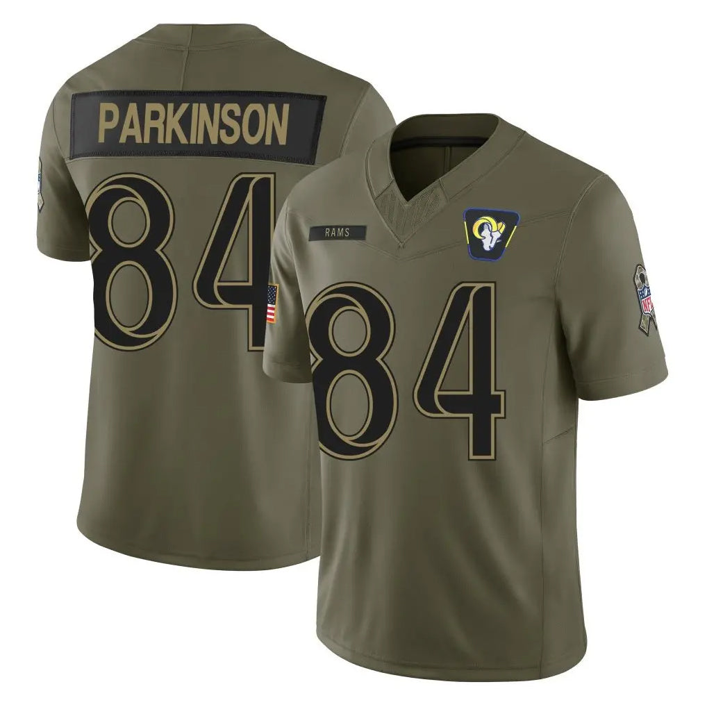 Blackjersey LA.Rams #84 Colby Parkinson Player Olive 2025 Salute To Service Limited Game Stitched Jerseys