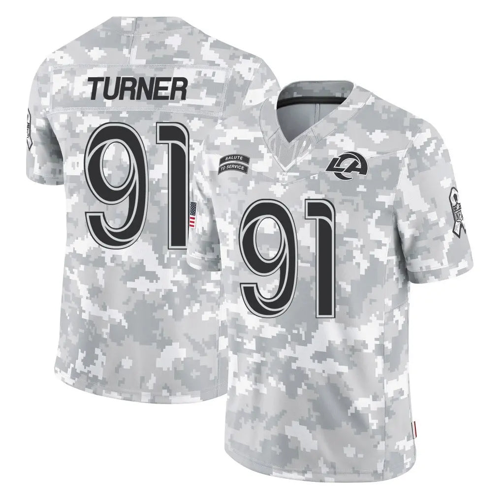 Blackjersey LA.Rams #91 Kobie Turner Player Arctic Camo Salute To Service Limited Game Stitched Jerseys