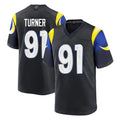 Blackjersey LA.Rams #91 Kobie Turner Player Black Midnight Rivalries Collection Home Game Stitched Jerseys