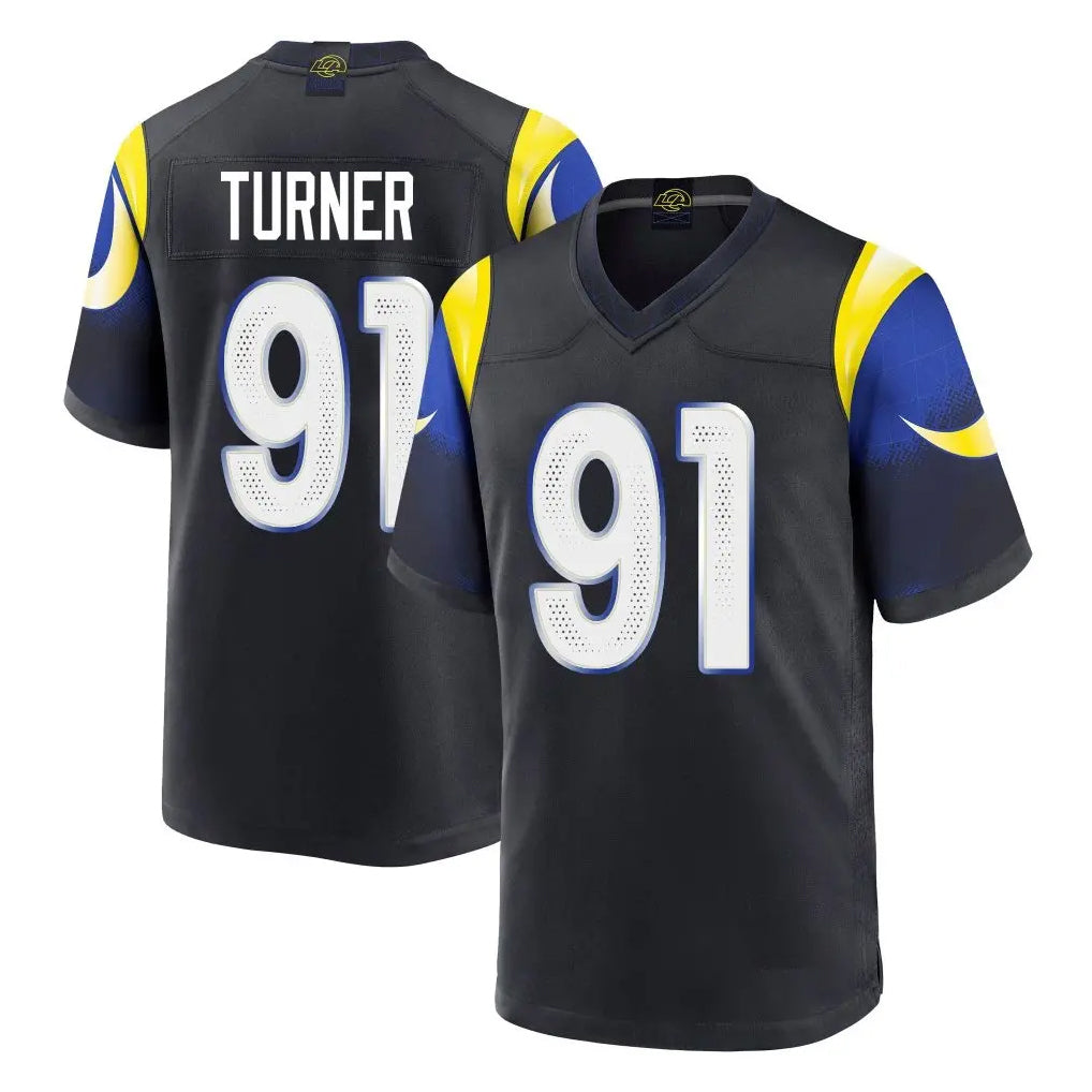 Blackjersey LA.Rams #91 Kobie Turner Player Black Midnight Rivalries Collection Home Game Stitched Jerseys