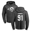 Blackjersey LA.Rams #91 Kobie Turner Player Gray Pullover Hoodie Limited Game Stitched Jerseys