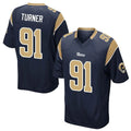 Blackjersey LA.Rams #91 Kobie Turner Player Navy Home Game Stitched Jerseys
