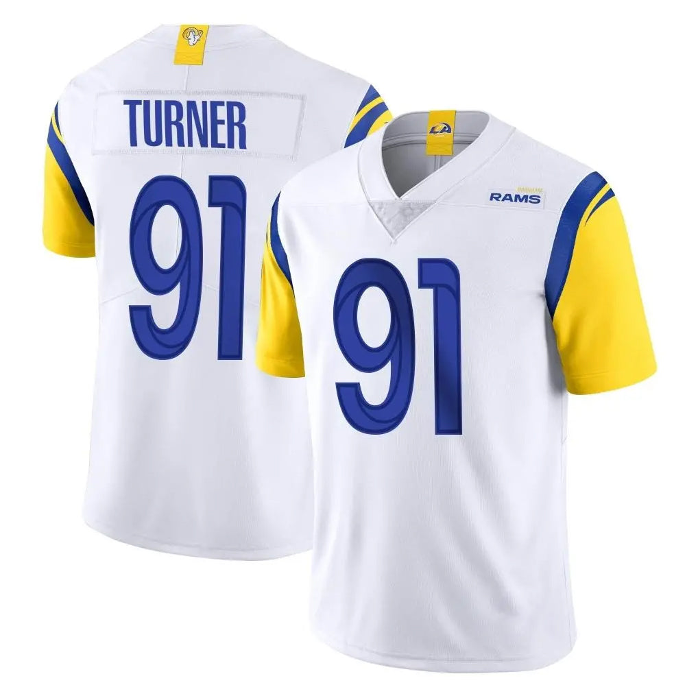 Blackjersey LA.Rams #91 Kobie Turner Player White Limited Vapor Untouchable Home Game Stitched Jerseys