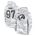 Blackjersey LA.Rams #97 Poona Ford Player Arctic Camo Salute to Service Hoodies Limited Game Stitched Jerseys