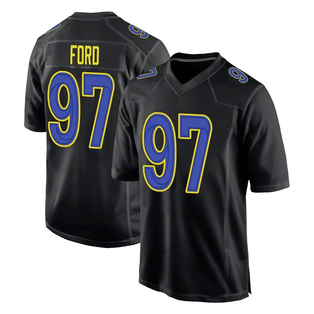 Blackjersey LA.Rams #97 Poona Ford Player Black Fashion Limited Home Game Stitched Jerseys