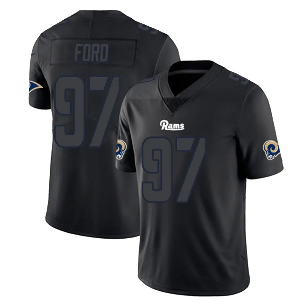Blackjersey LA.Rams #97 Poona Ford Player Black Impact Limited Home Game Stitched Jerseys