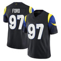 Blackjersey LA.Rams #97 Poona Ford Player Black Midnight Rivalries Collection Limited Home Game Stitched Jerseys