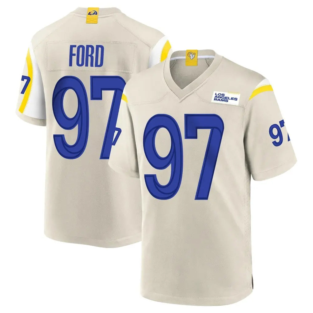 Blackjersey LA.Rams #97 Poona Ford Player Bone Home Game Stitched Jerseys