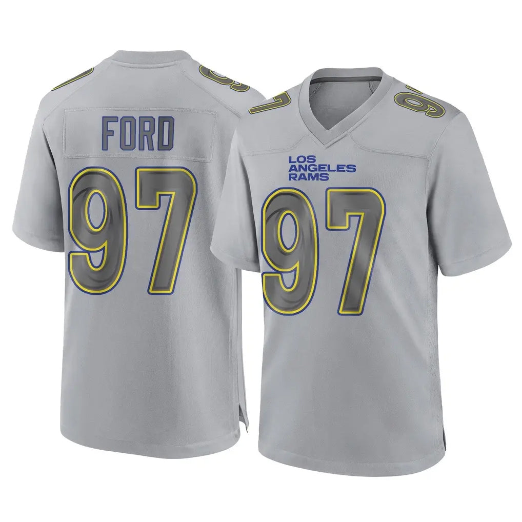 Blackjersey LA.Rams #97 Poona Ford Player Gray Atmosphere Fashion Home Game Stitched Jerseys