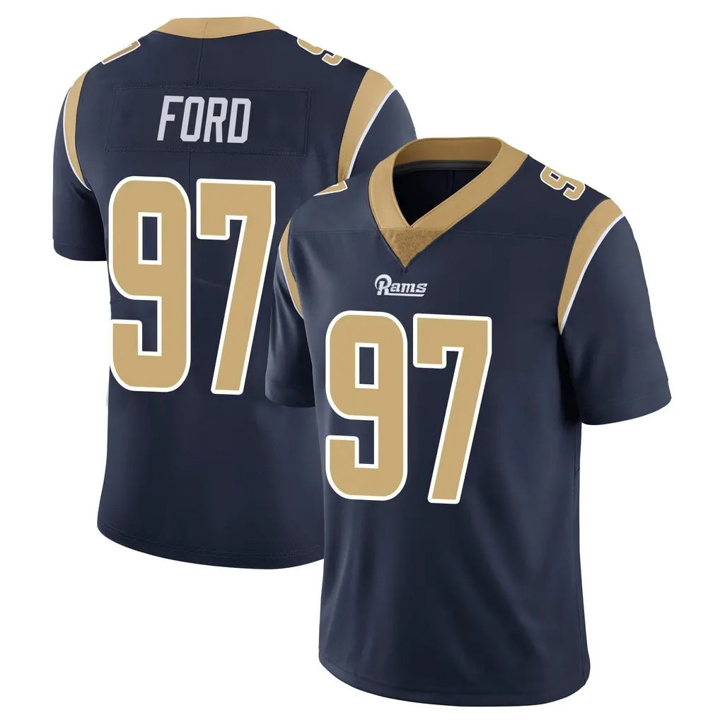 Blackjersey LA.Rams #97 Poona Ford Player Navy Limited Vapor Untouchable Home Game Stitched Jerseys