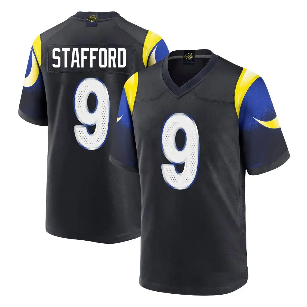 Blackjersey LA.Rams #9 Matthew Stafford Player Black Midnight Rivalries Collection Home Game Stitched Jerseys