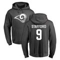 Blackjersey LA.Rams #9 Matthew Stafford Player Gray Pullover Hoodie Limited Game Stitched Jerseys