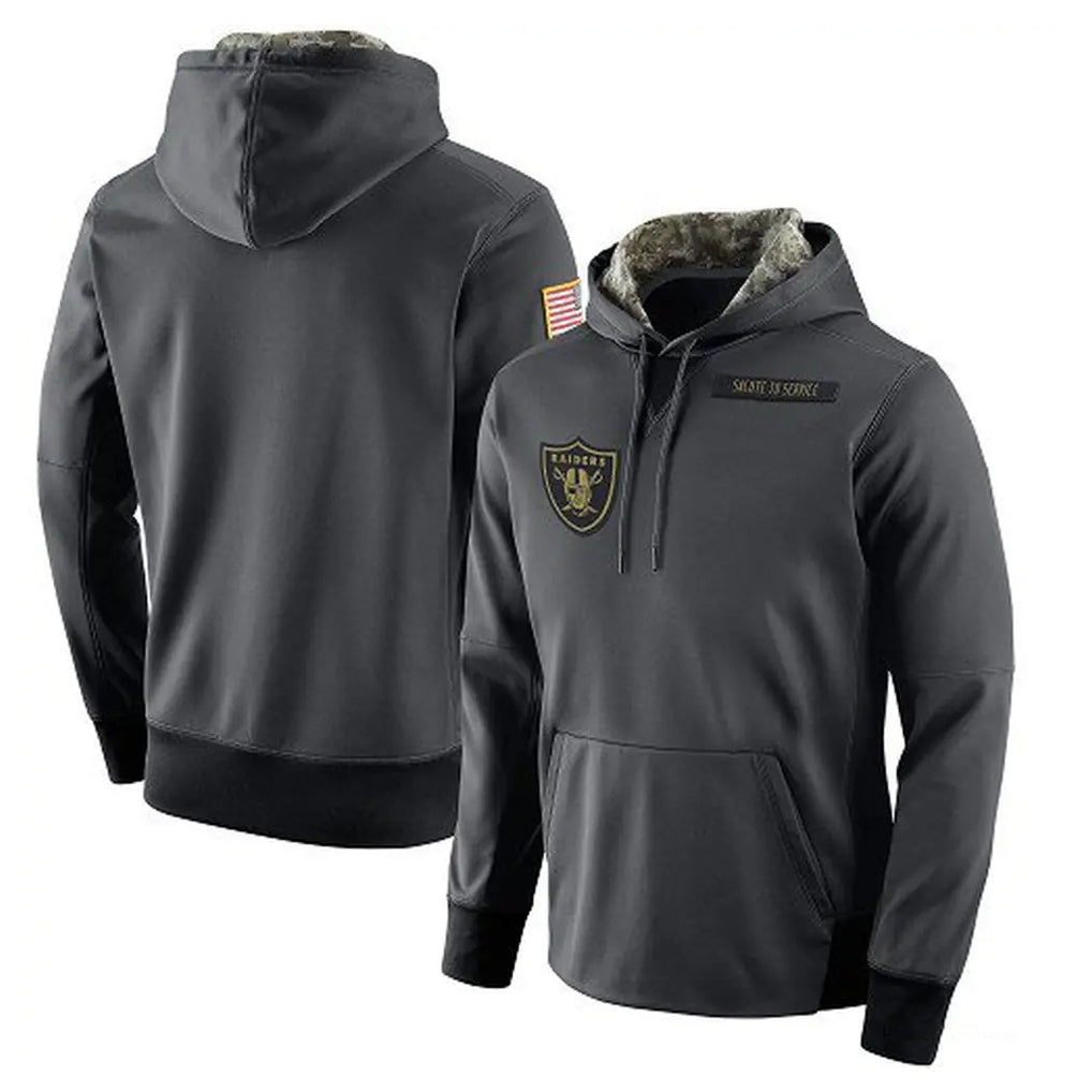 Blackjersey LV.Raiders Gray Pullover Hoodies Home Game Blank Player Stitched Jerseys