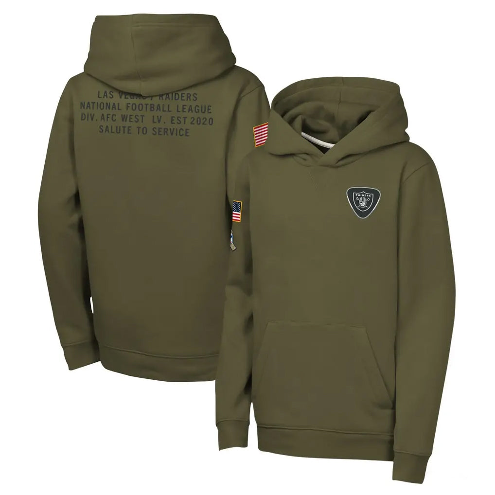 Blackjersey LV.Raiders Olive Salute to Service Pullover Hoodies Limited Blank Player Stitched Jerseys