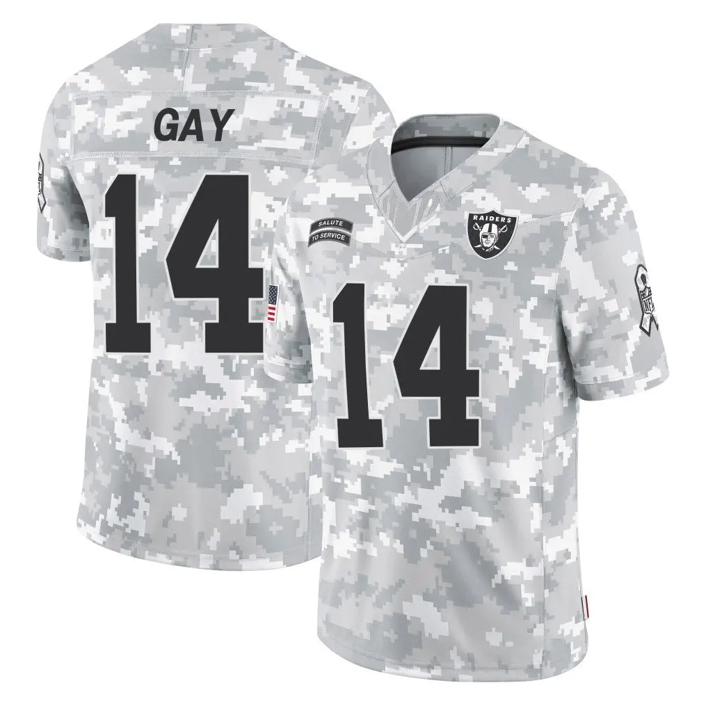 Blackjersey LV.Raiders #14 Matt Gay Player Arctic Camo Salute To Service Limited Game Stitched Jerseys
