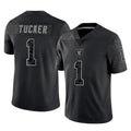 Blackjersey LV.Raiders #1 Tre Tucker Player Black Reflective Limited Game Stitched Jerseys