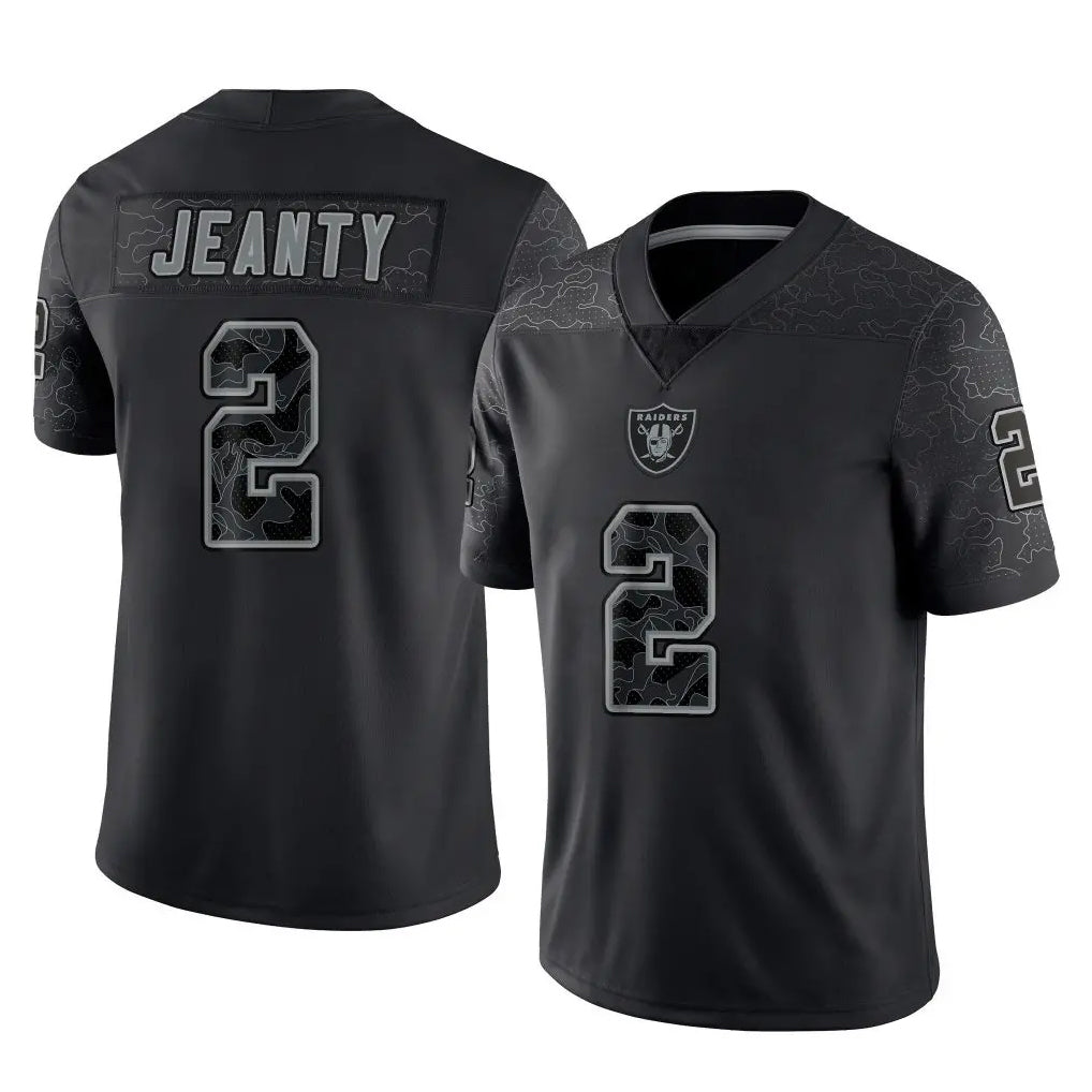 Blackjersey LV.Raiders #2 Ashton Jeanty Player Black Reflective Limited Game Stitched Jerseys