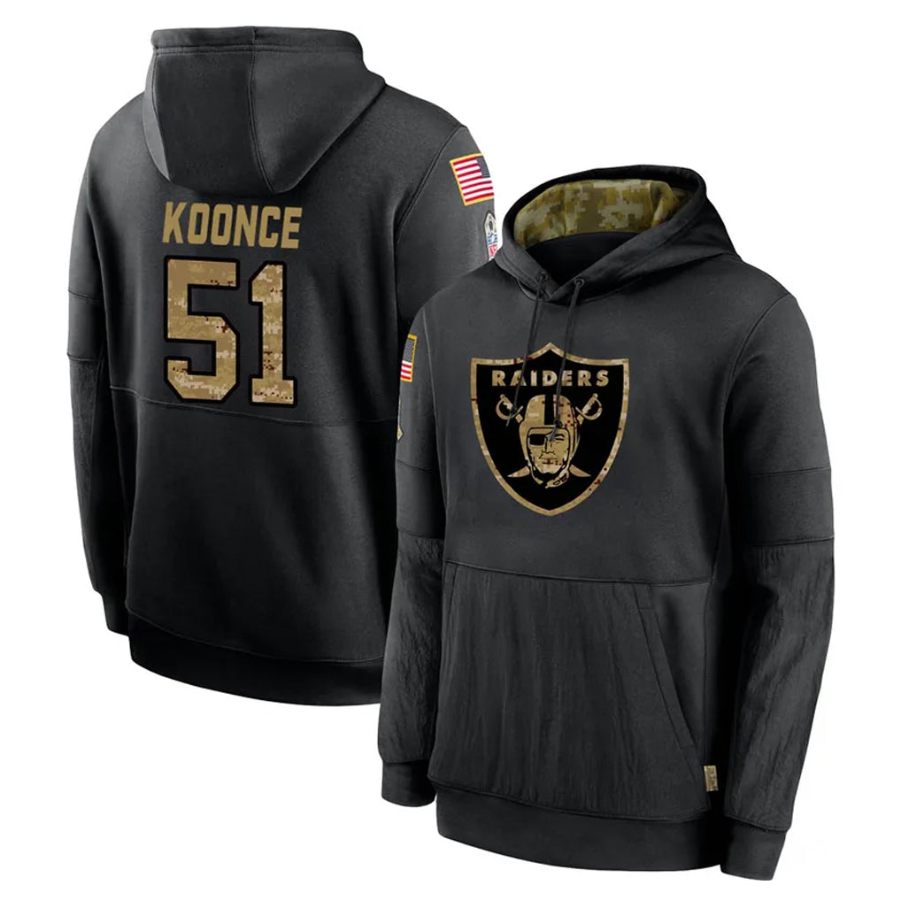 Blackjersey LV.Raiders #51 Malcolm Koonce Player Black Salute to Service Hoodies Limited Game Stitched Jerseys