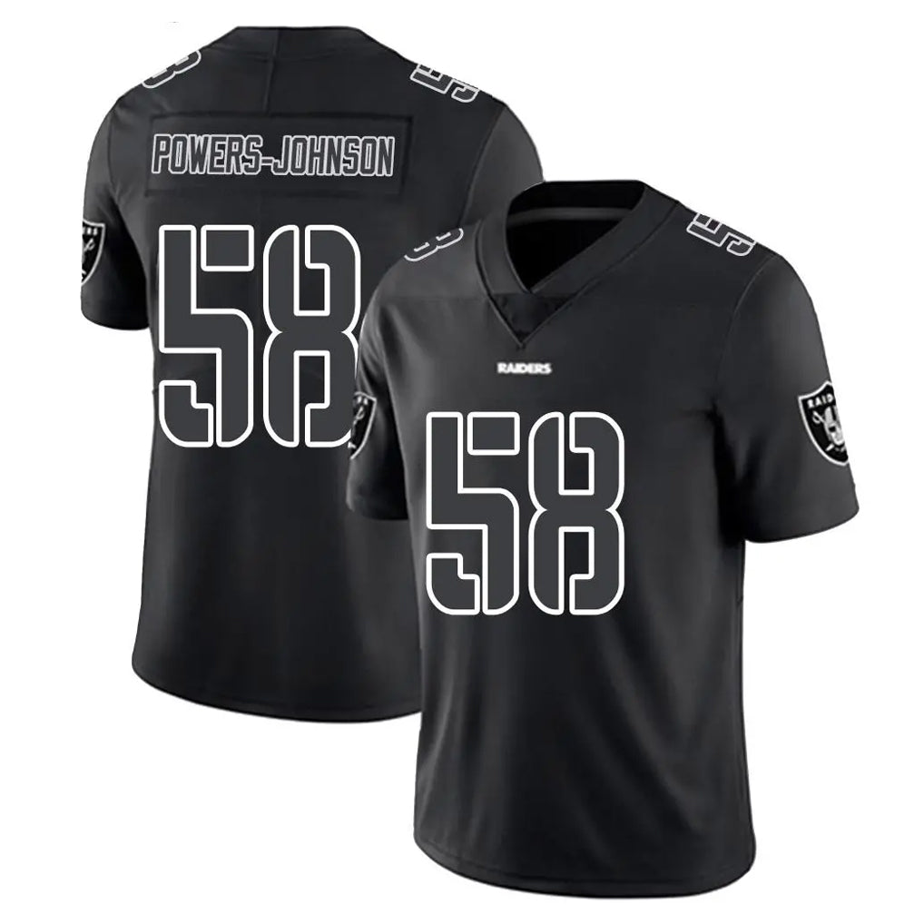 Blackjersey LV.Raiders #58 Jackson Powers-Johnson Player Black Limited Black Impact Home Game Stitched Jerseys