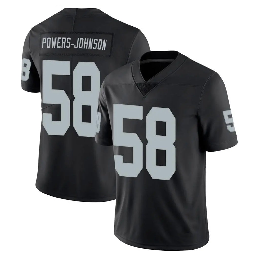 Blackjersey LV.Raiders #58 Jackson Powers-Johnson Player Black Limited Vapor Untouchable Home Game Stitched Jerseys