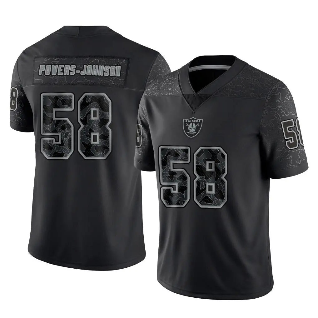 Blackjersey LV.Raiders #58 Jackson Powers-Johnson Player Black Reflective Limited Game Stitched Jerseys