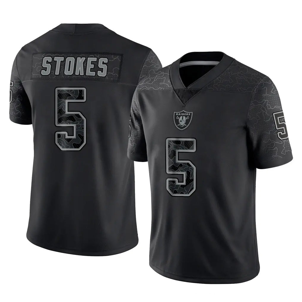Blackjersey LV.Raiders #5 Eric Stokes Player Black Reflective Limited Game Stitched Jerseys