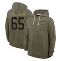 Blackjersey LV.Raiders #65 Tyler Linderbaum Player Olive Salute to Service Pullover Hoodies Limited Stitched Jerseys
