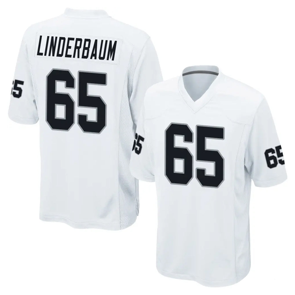 Blackjersey LV.Raiders #65 Tyler Linderbaum Player White Home Game Stitched Jerseys