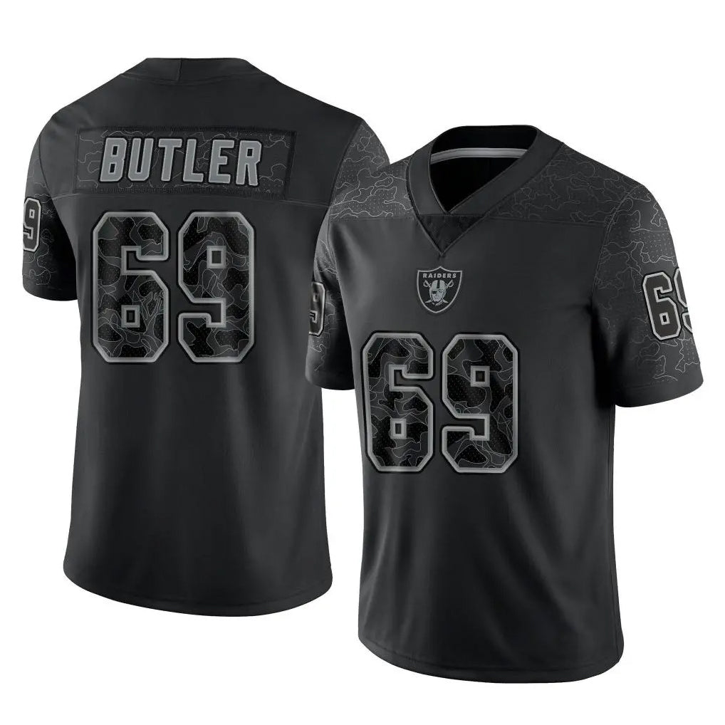 Blackjersey LV.Raiders #69 Adam Butler Player Black Reflective Limited Game Stitched Jerseys